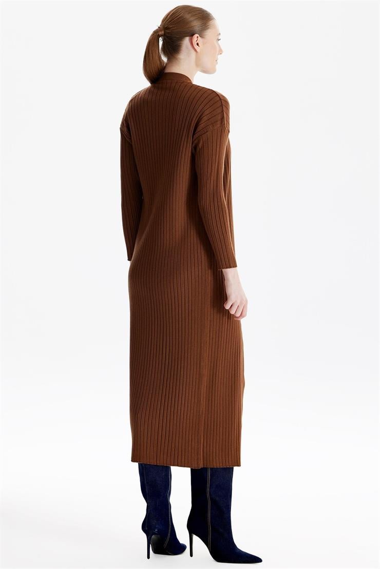 HIRKA KOMBİNLİ TRİKO ELBİSE KAHVE