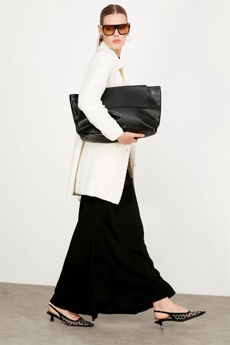 Havlu Örgülü Kruvaze Rayon Triko Hırka EKRU