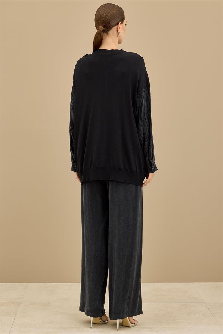 İçi Kolsuz Bluzlu Pantolonlu 3lü Set SİYAH