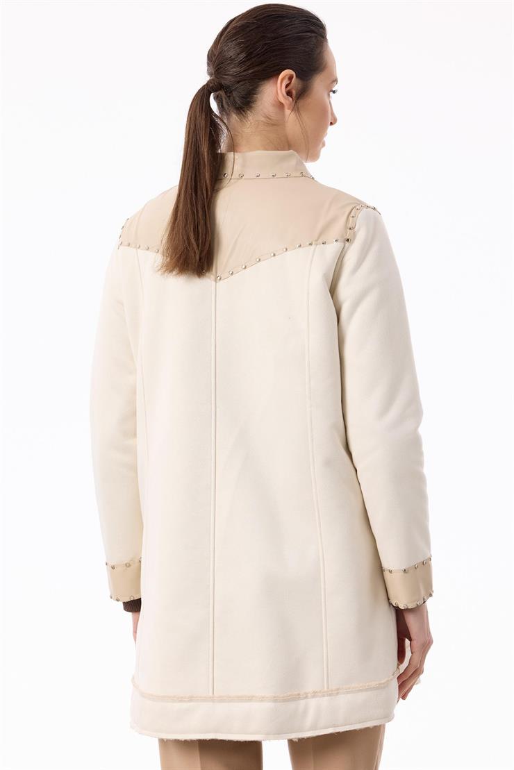 İçi Kürklü Zımba Detaylı Kaban BEJ
