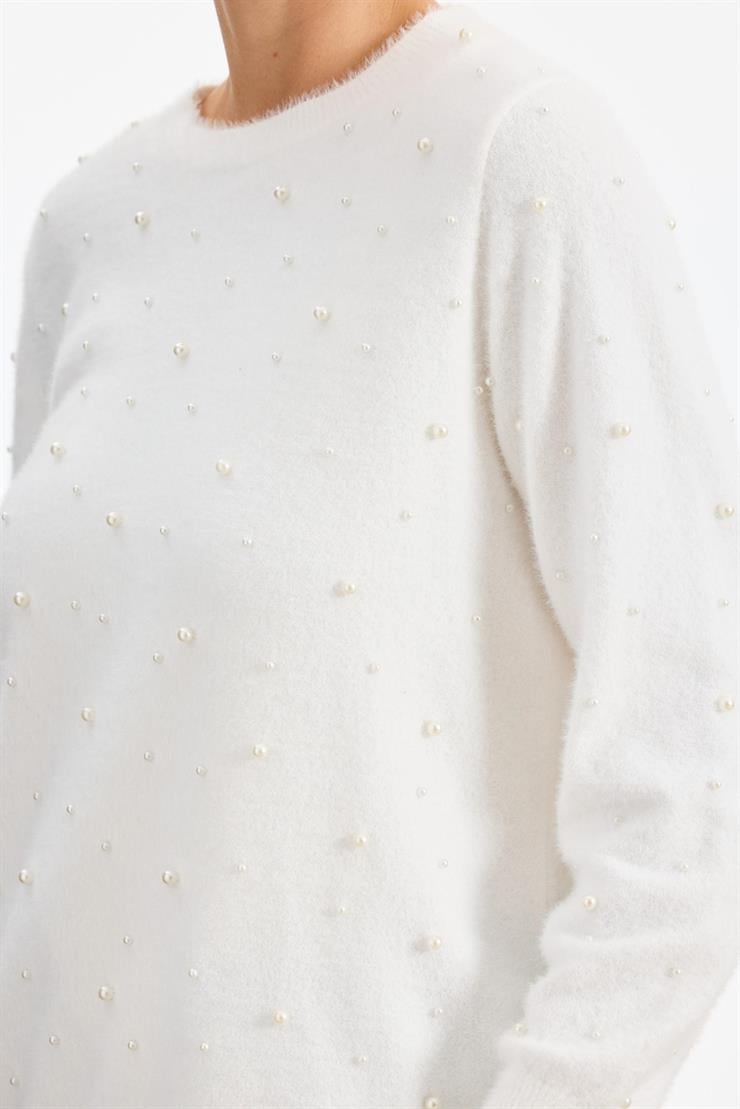 İnci Detaylı Triko Tunik EKRU