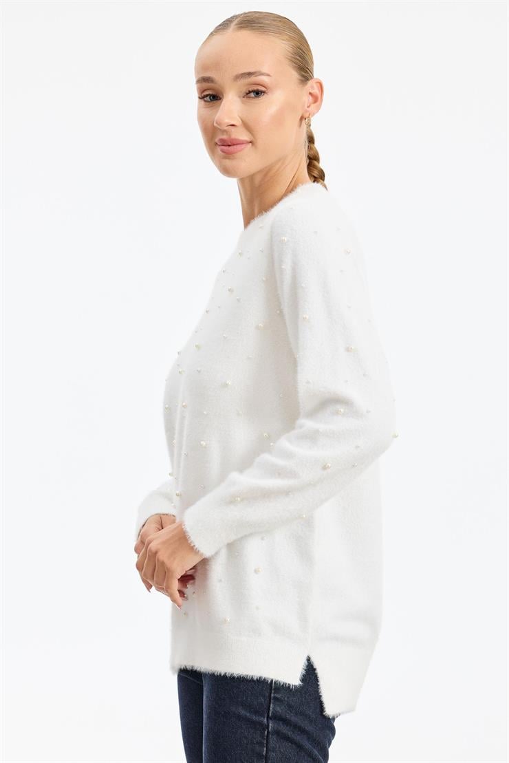 İnci Detaylı Triko Tunik EKRU