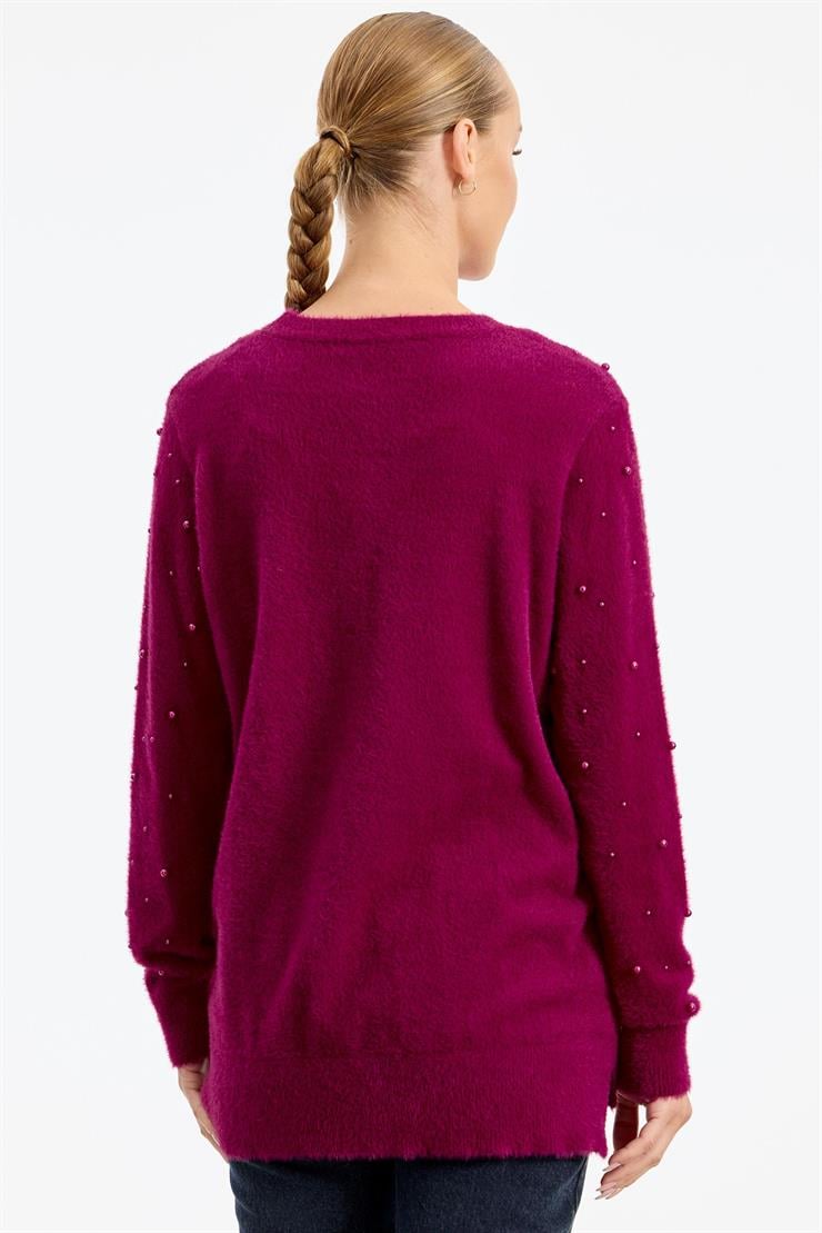 İnci Detaylı Triko Tunik FUŞYA