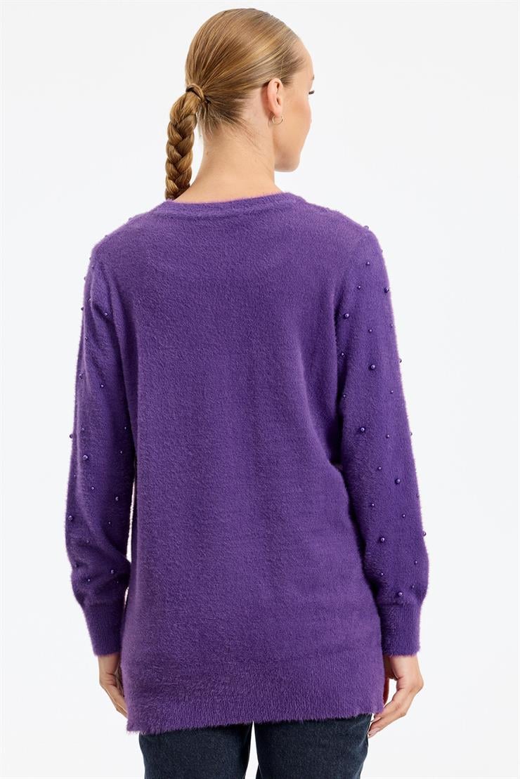 İnci Detaylı Triko Tunik MOR