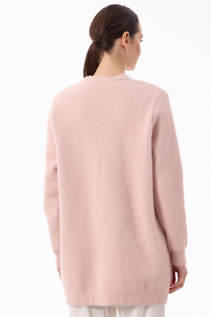 İnci Düğmeli Triko Hırka AÇIK PEMBE