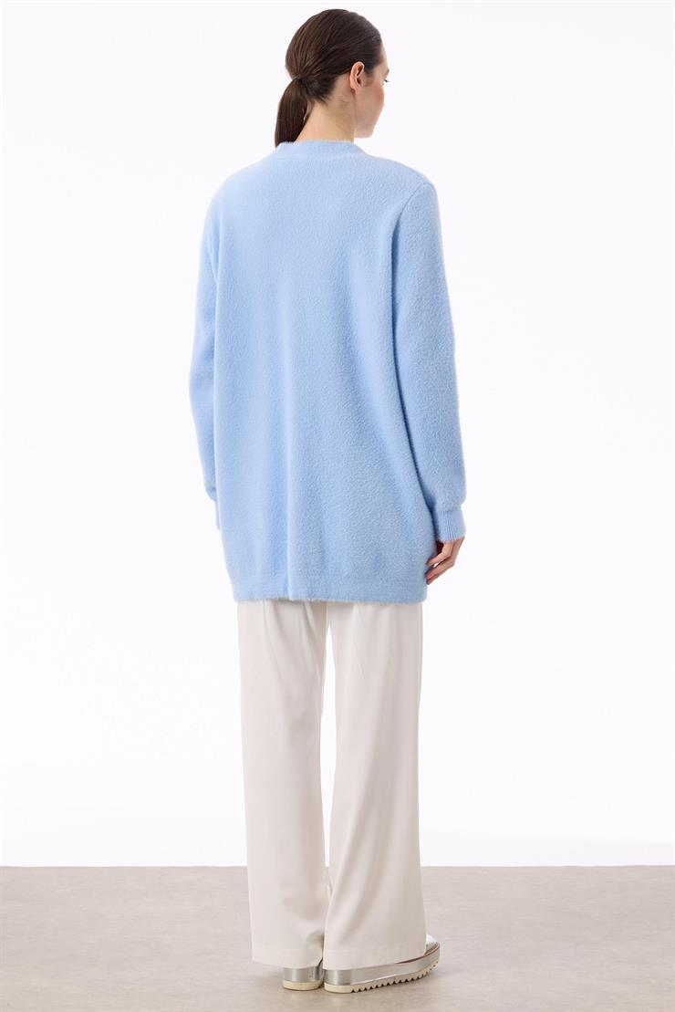 İnci Düğmeli Triko Hırka BEBE MAVİ