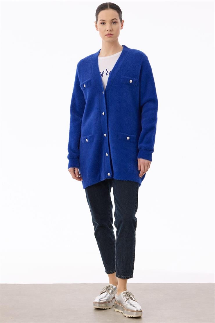 İnci Düğmeli Triko Hırka SAKS