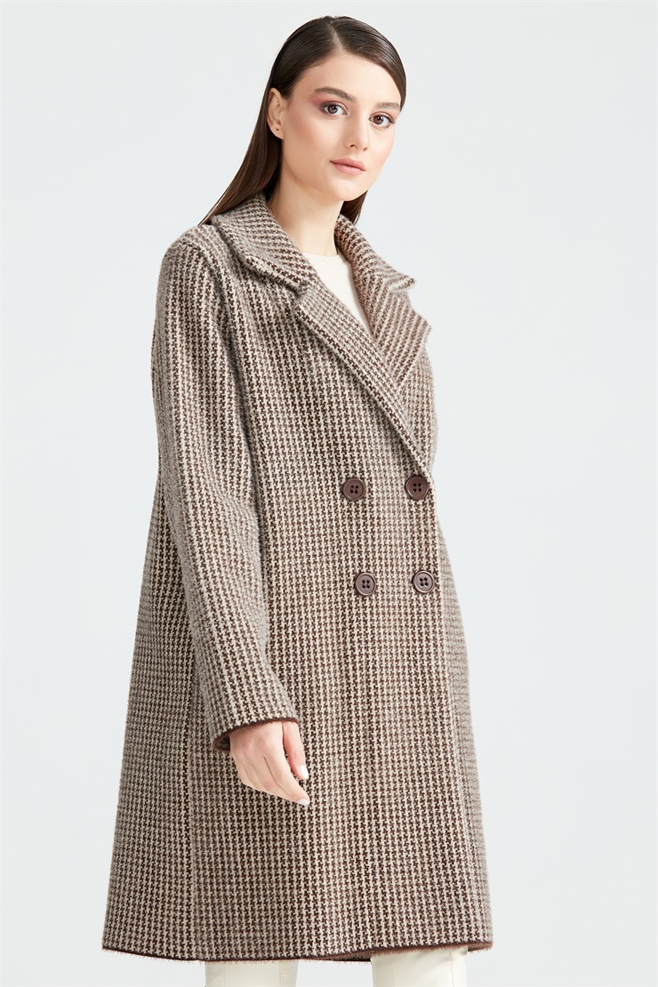 KAZAYAĞI DESENLİ MİNK  KABAN KAHVE