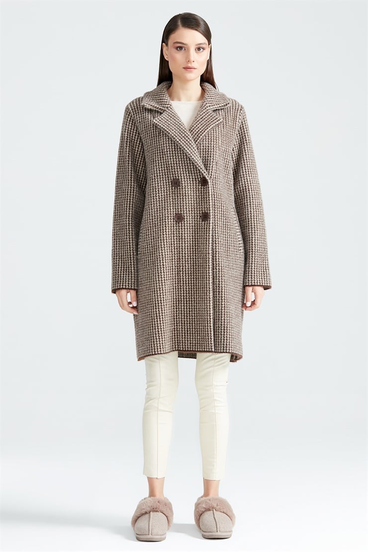 KAZAYAĞI DESENLİ MİNK  KABAN KAHVE