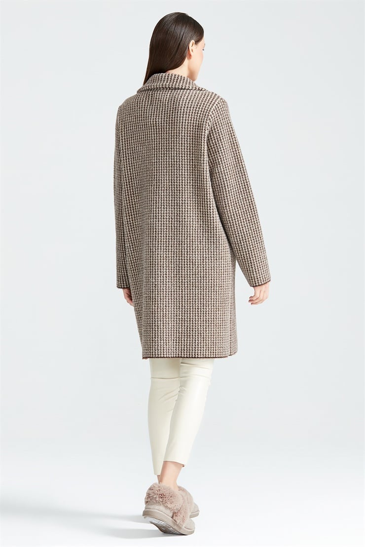 KAZAYAĞI DESENLİ MİNK  KABAN KAHVE