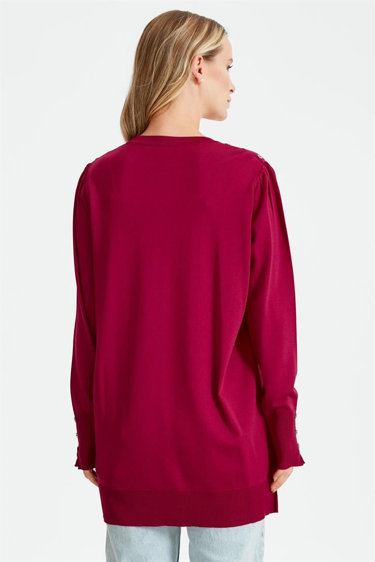 KOLLARI BÜZGÜLÜ DÜĞME DETAYLI RAYON TUNİK FUŞYA