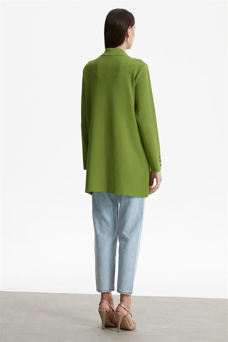 Kruvaze Yaka Rayon Hırka YEŞİL