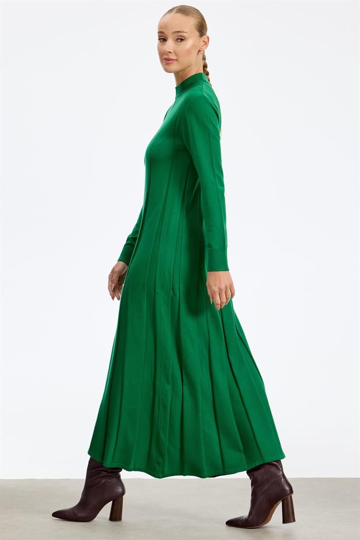 Kalın Piliseli Triko Elbise BENETTON YEŞİLİ