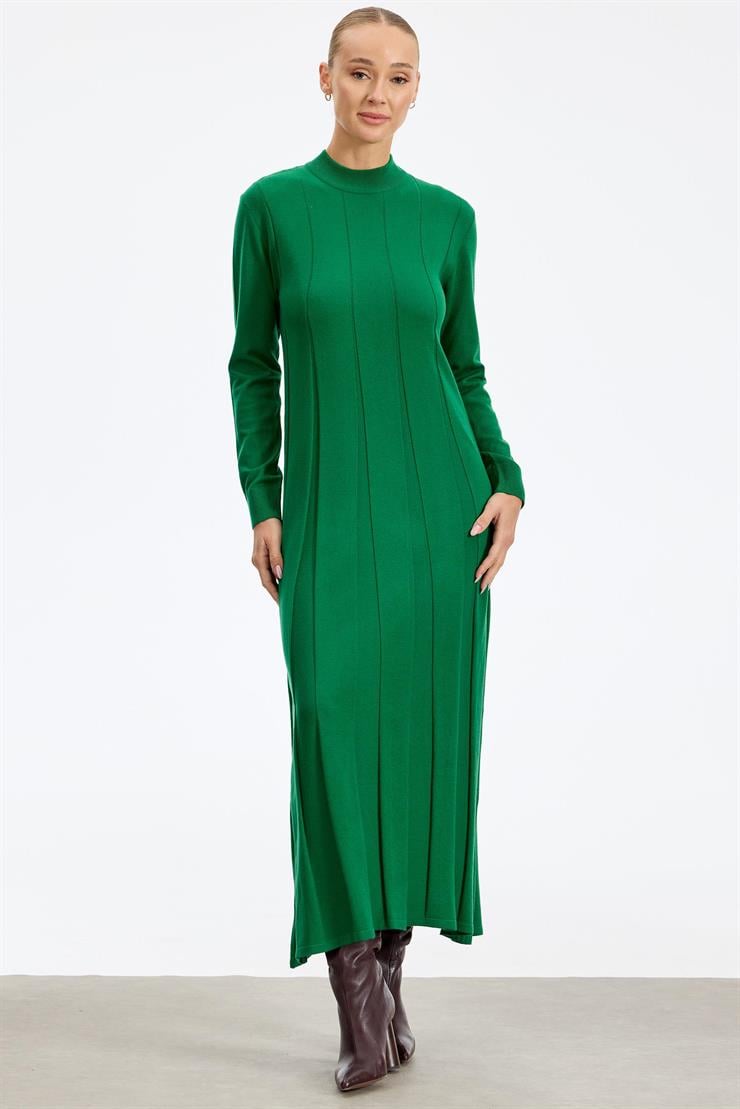 Kalın Piliseli Triko Elbise BENETTON YEŞİLİ
