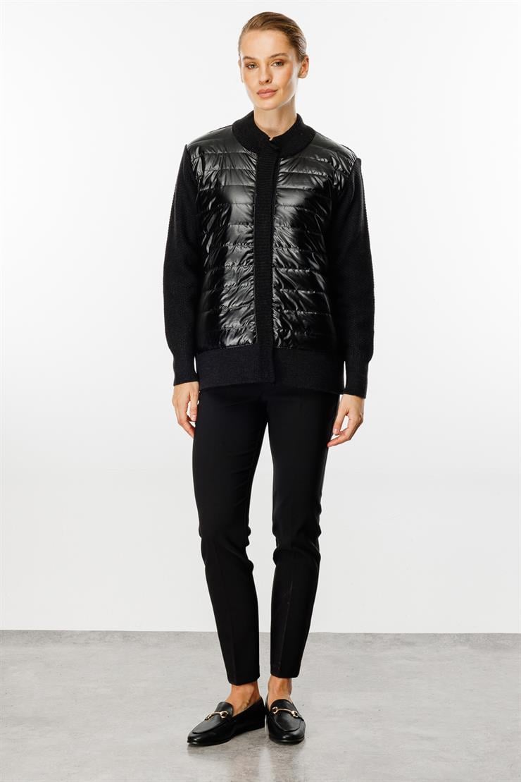 Kapitone Kombinli Triko Ceket-SİYAH