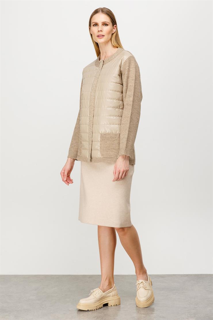 Kapitone Kombinli Triko Ceket-Vizon