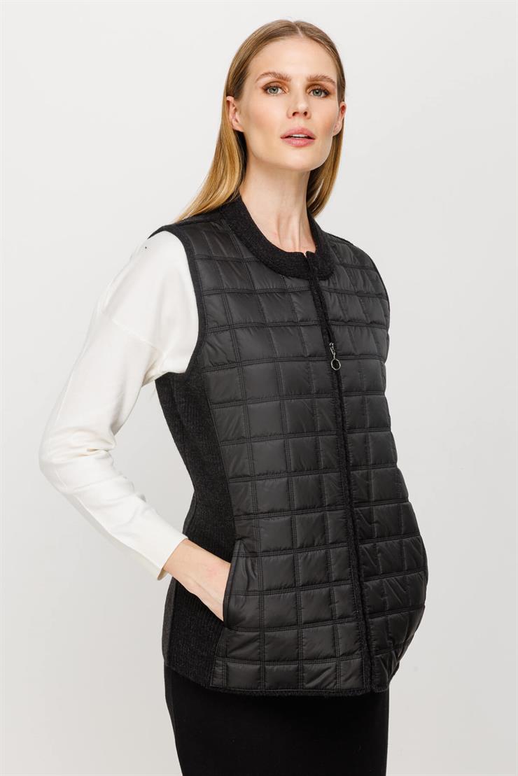 Kapitone Triko Yelek-SİYAH