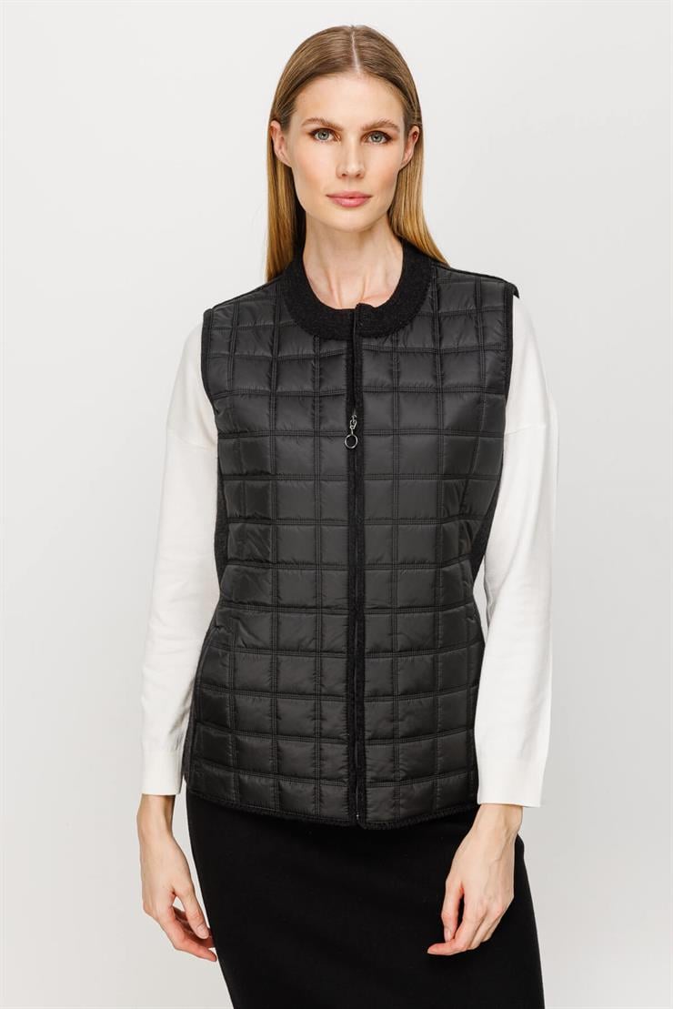 Kapitone Triko Yelek-SİYAH