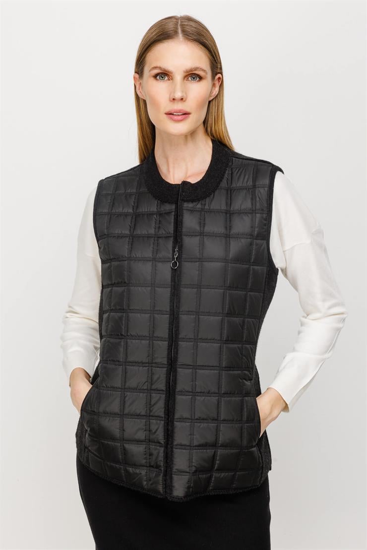 Kapitone Triko Yelek-SİYAH