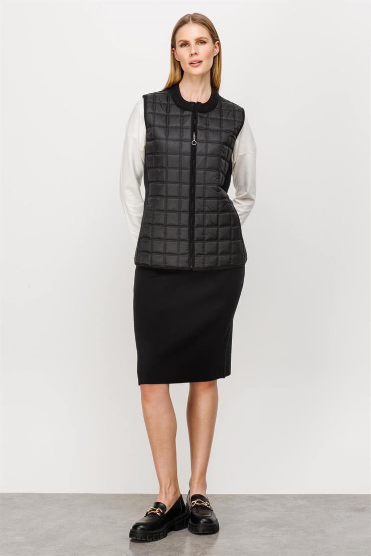 Kapitone Triko Yelek-SİYAH