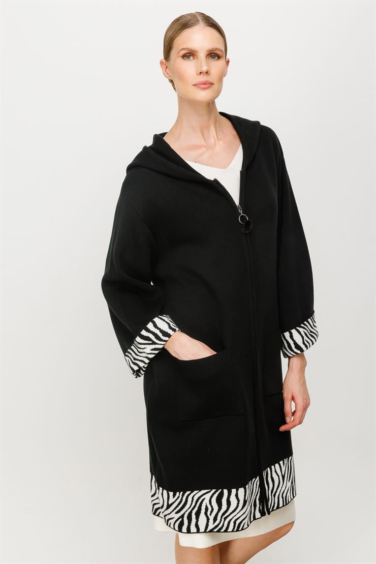 Kapüşonlu Truvakar Kol Hırka-SİYAH