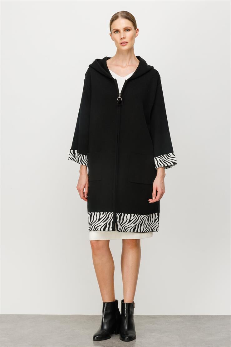 Kapüşonlu Truvakar Kol Hırka-SİYAH