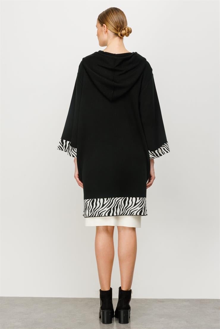 Kapüşonlu Truvakar Kol Hırka-SİYAH