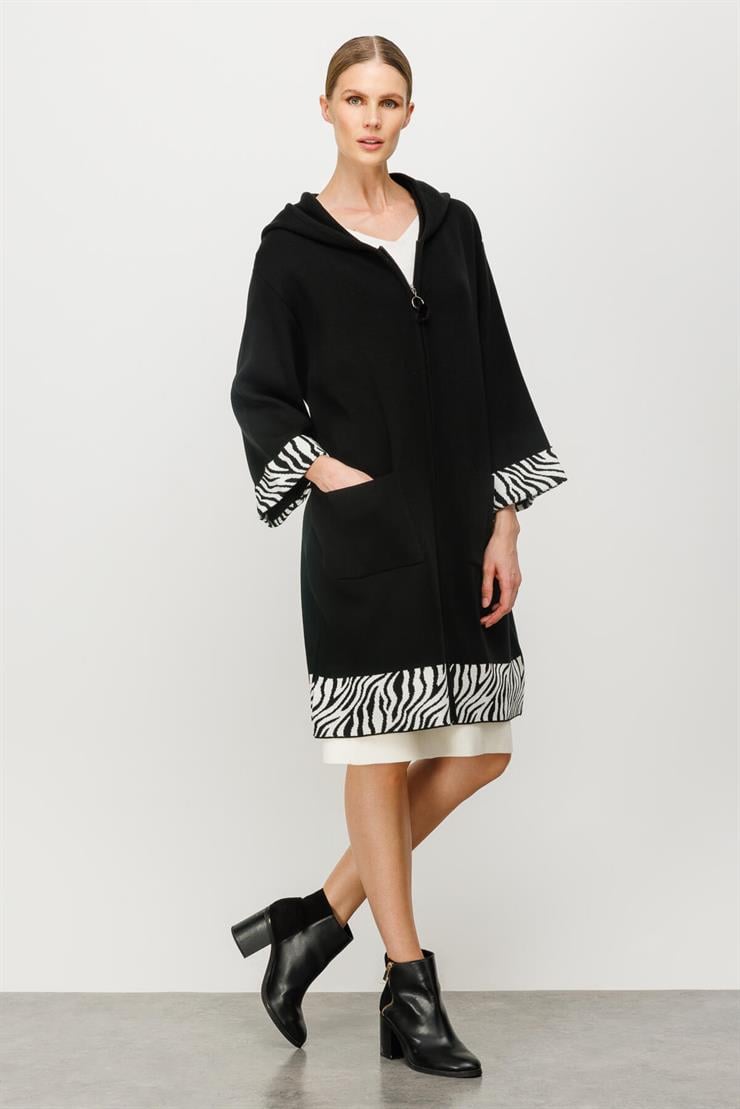 Kapüşonlu Truvakar Kol Hırka-SİYAH