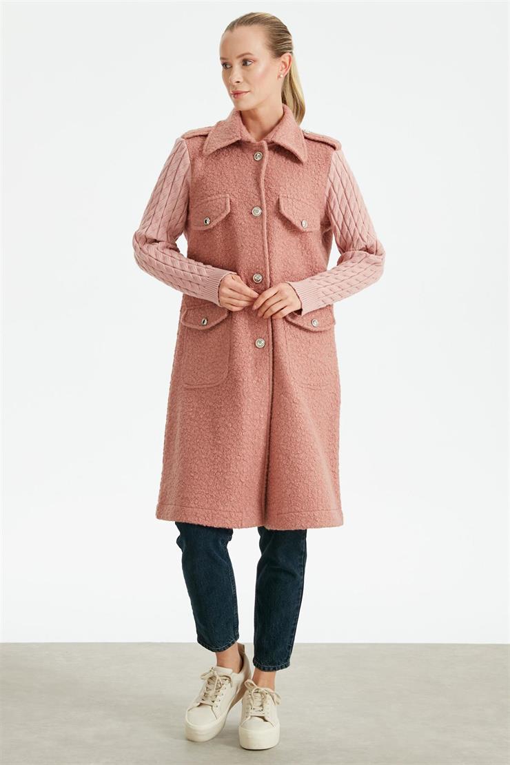 Kolları Saç Örgülü Kaban PUDRA