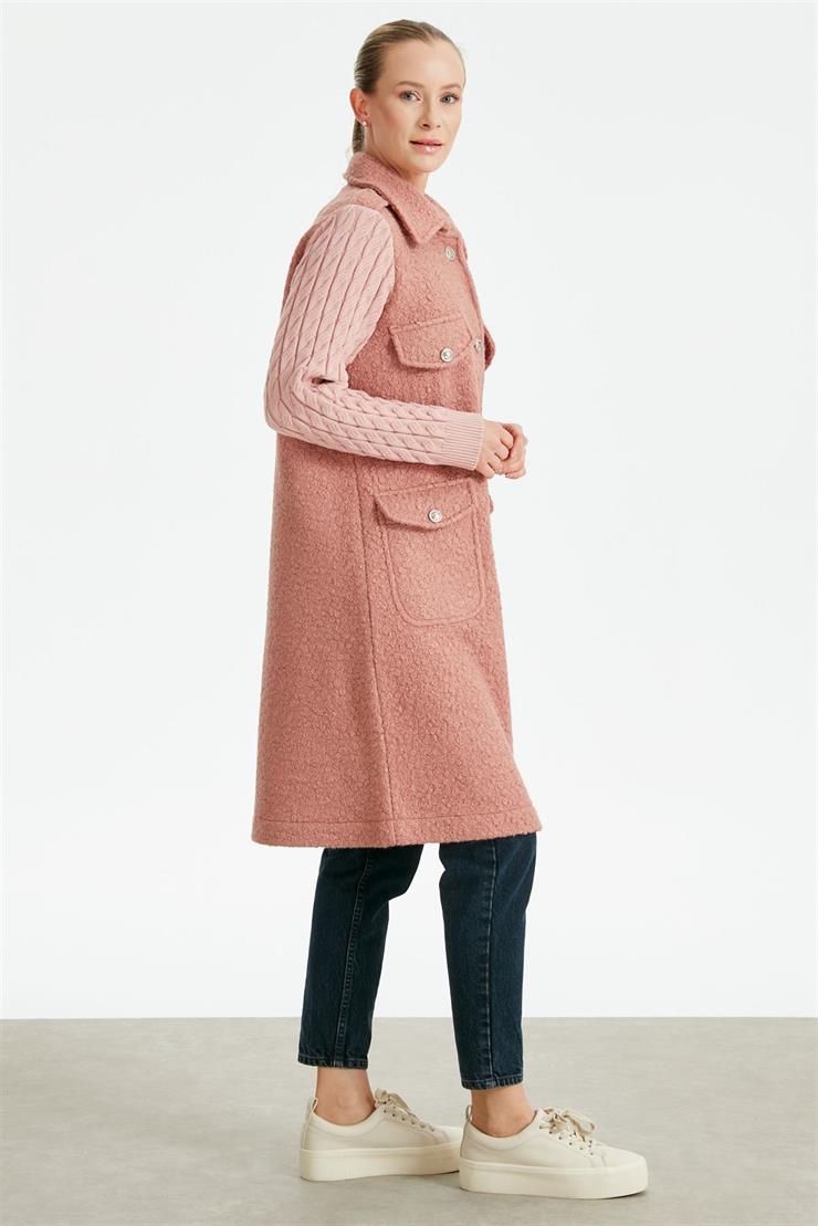 Kolları Saç Örgülü Kaban PUDRA