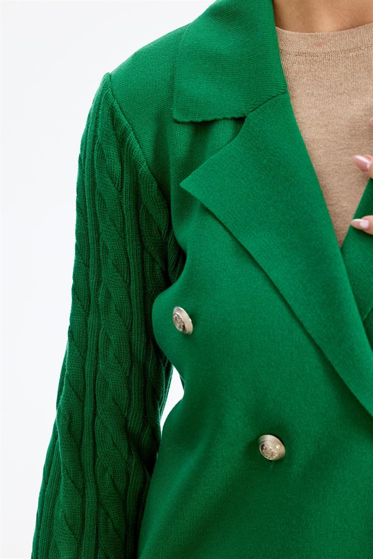 Kolları Saç Örgülü Triko Blazer Ceket BENETTON YEŞİLİ