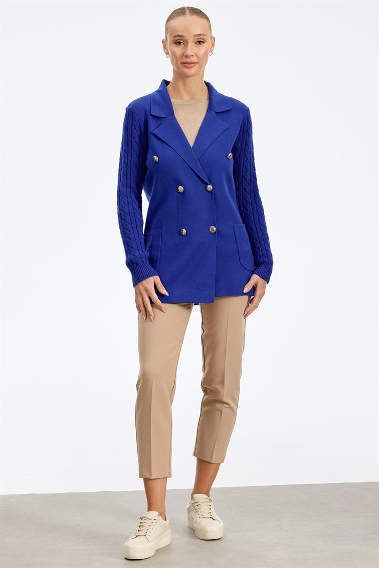 Kolları Saç Örgülü Triko Blazer Ceket SAKS