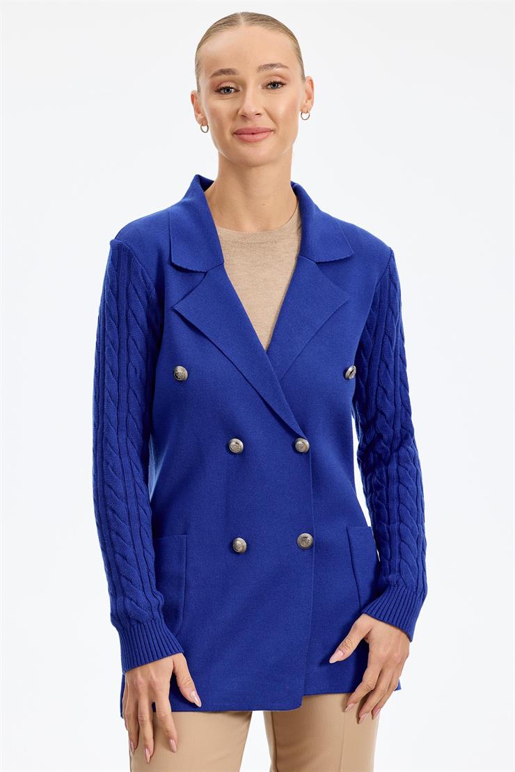 Kolları Saç Örgülü Triko Blazer Ceket SAKS