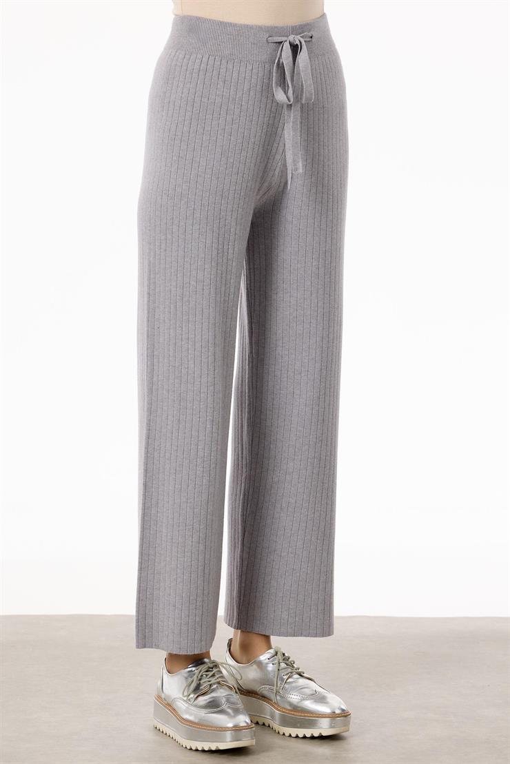 Kolları Taşlı 3lü Triko Takım GRİ