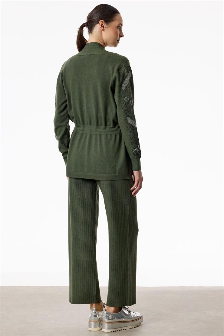 Kolları Taşlı 3lü Triko Takım YEŞİL