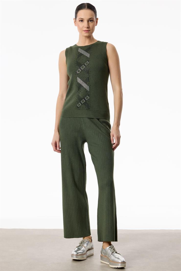 Kolları Taşlı 3lü Triko Takım YEŞİL