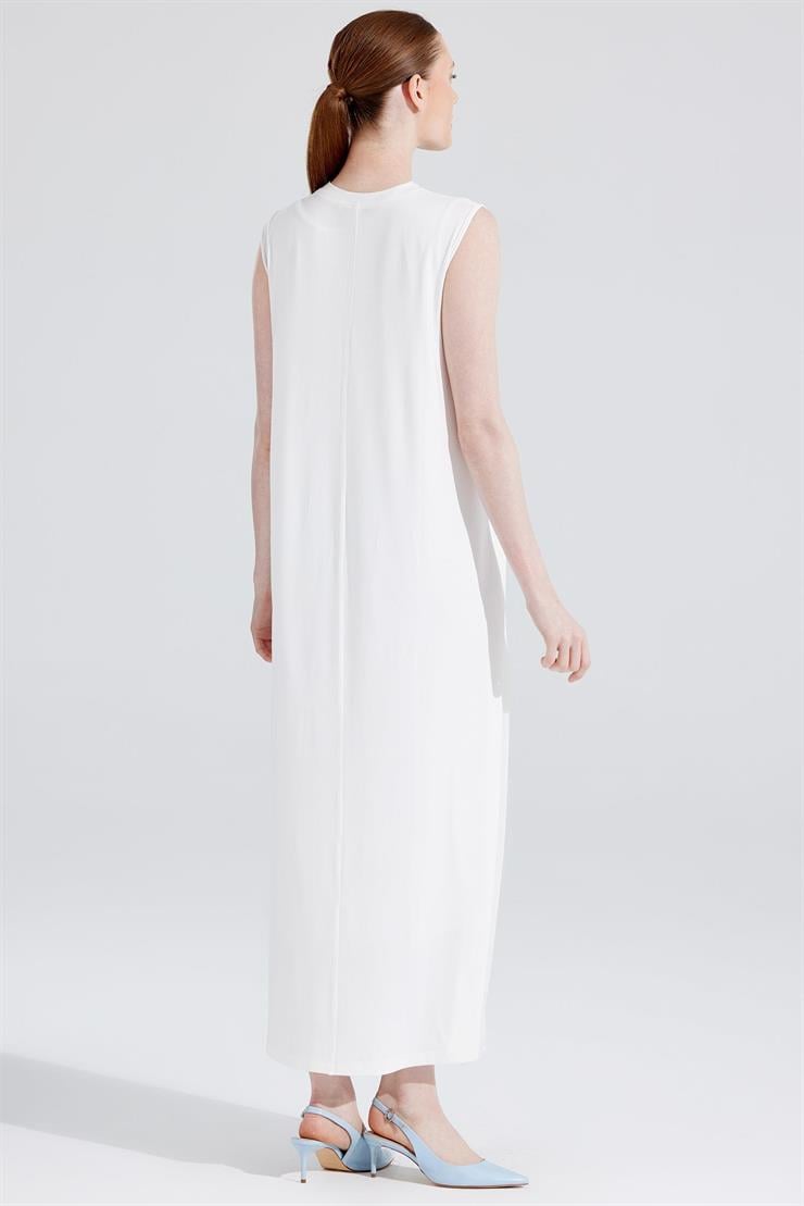 Kolsuz Sıfır Yakalı Elbise BEYAZ