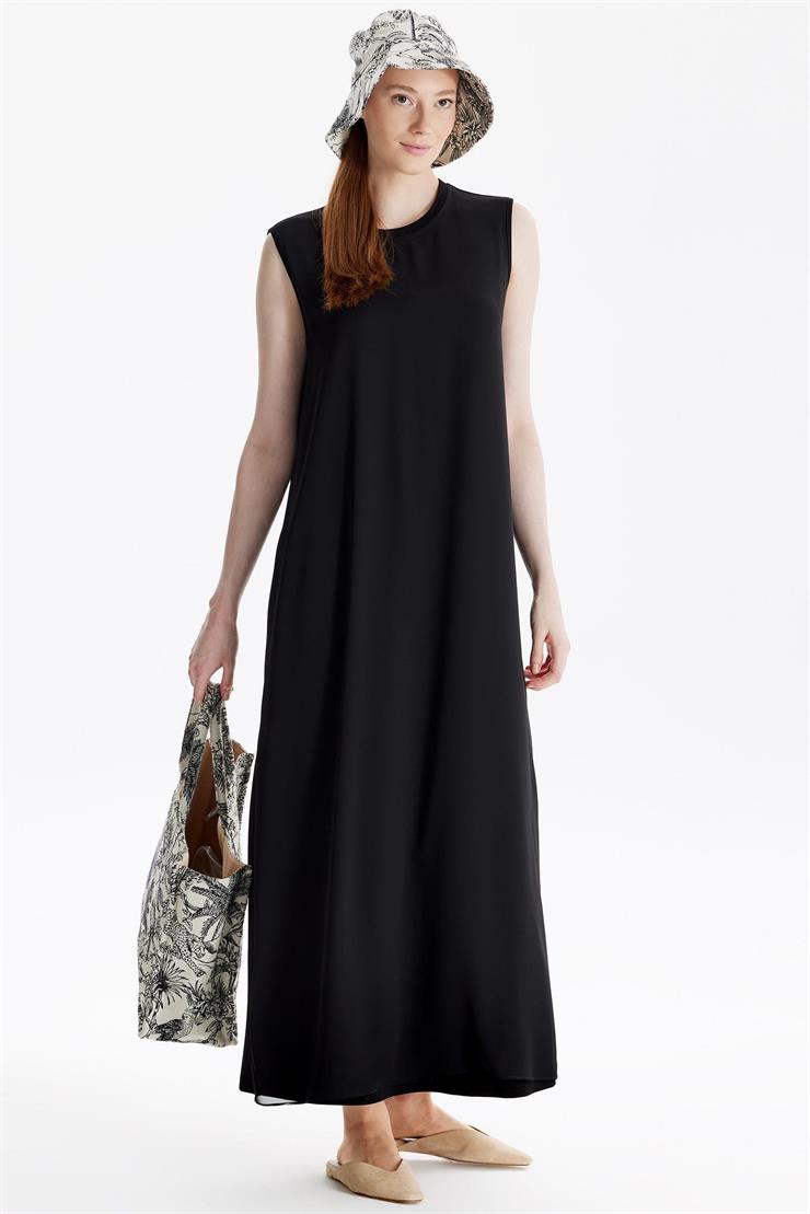 Kolsuz Sıfır Yakalı Elbise SİYAH