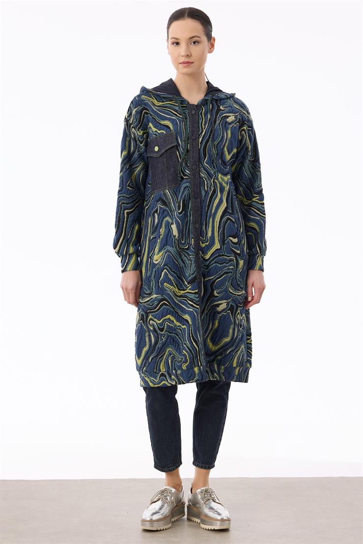 Kot Kombinli Önden Çıtçıtlı Giyçık PETROL