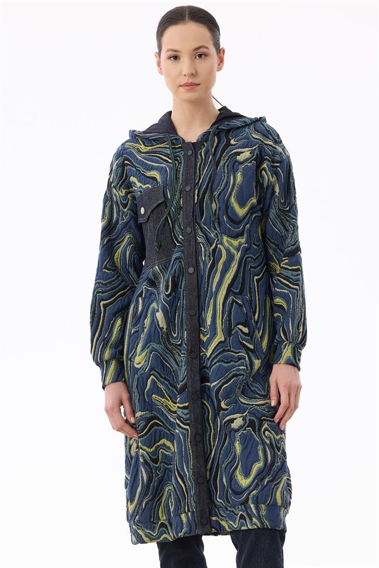 Kot Kombinli Önden Çıtçıtlı Giyçık PETROL