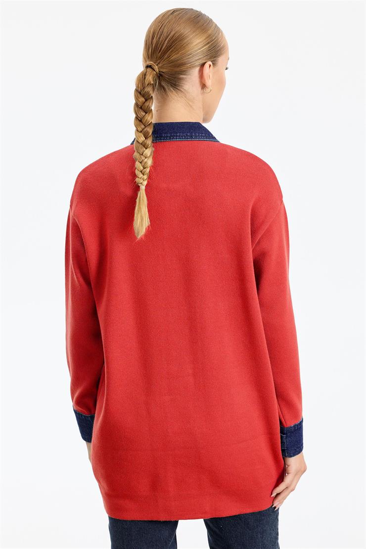 Kot Kombinli Triko Hırka KIRMIZI.S