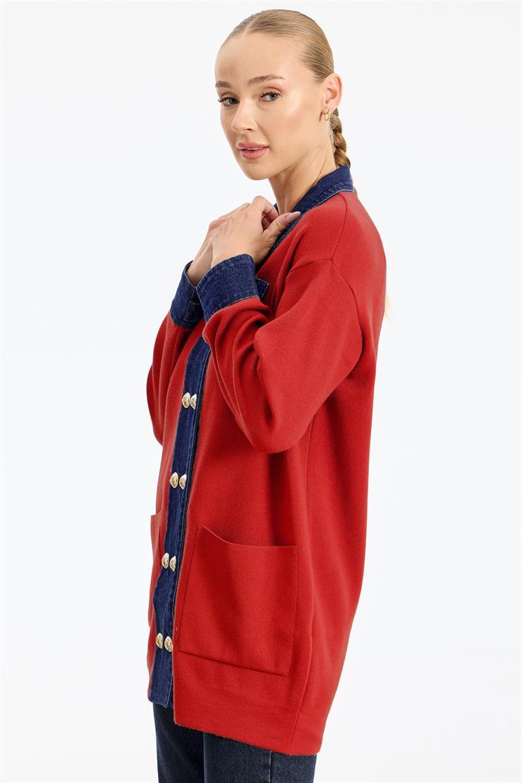 Kot Kombinli Triko Hırka KIRMIZI.S