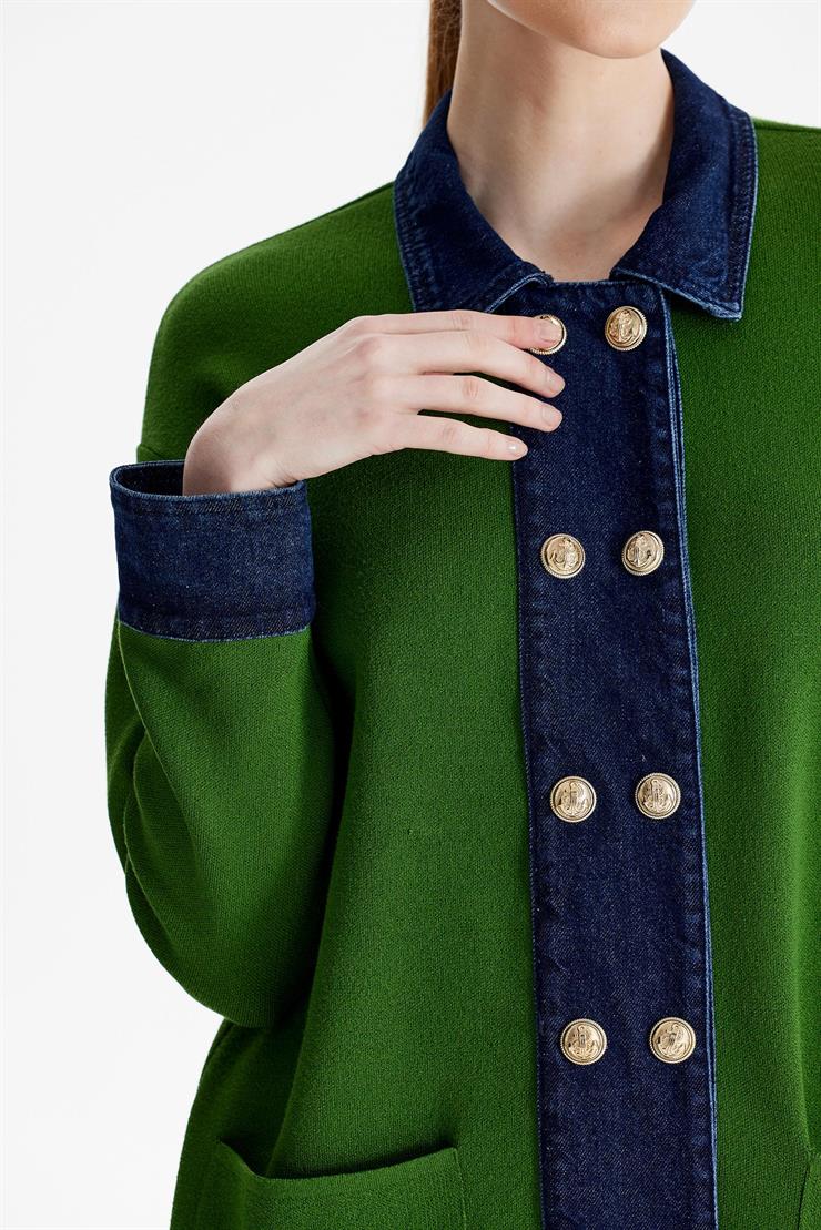 Kot Kombinli Triko Hırka YEŞİL