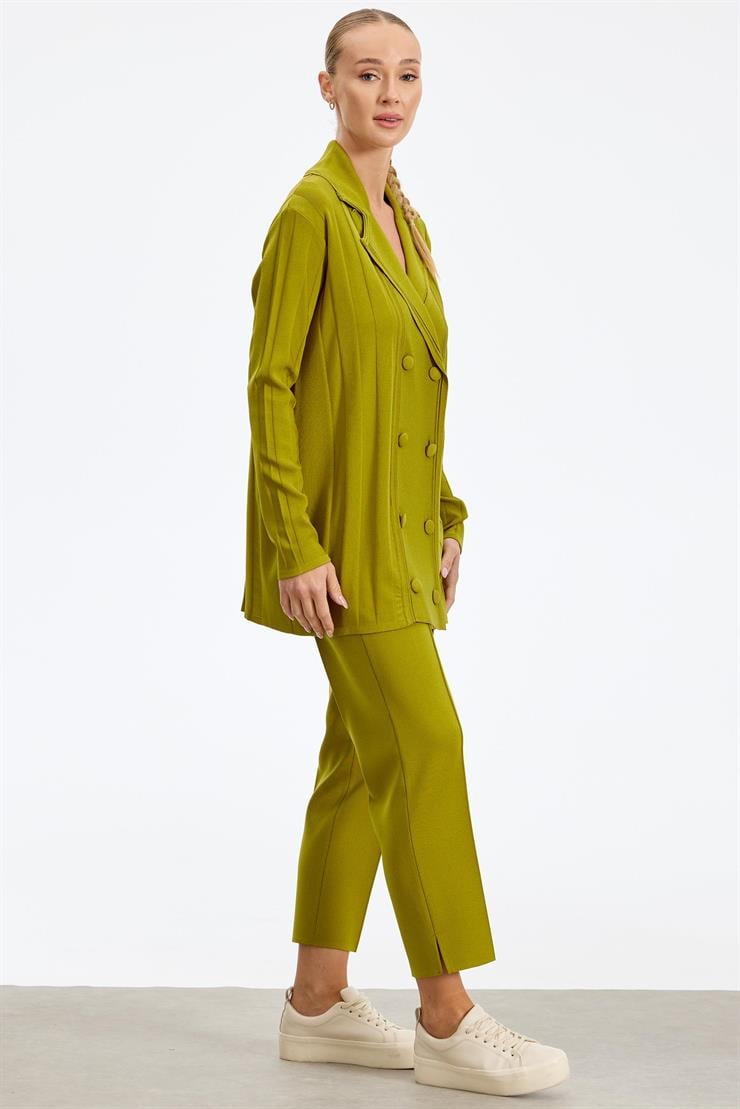 Kruvaze Düğmeli Rayon Takım ASİT