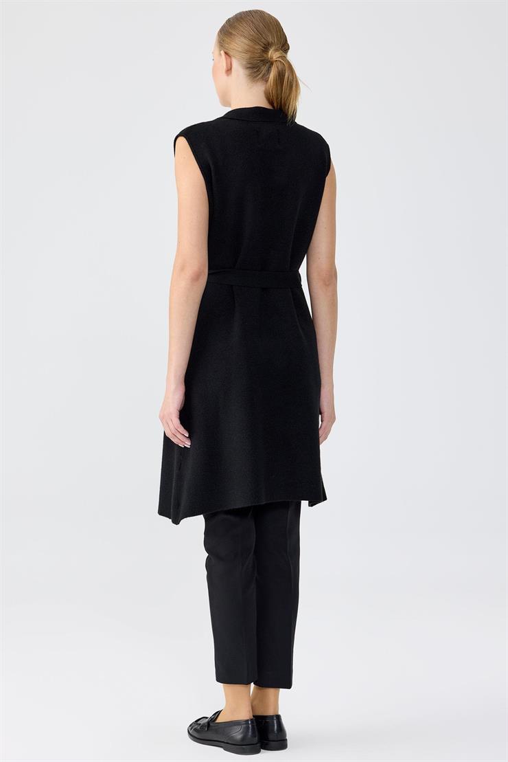 Kruvaze Yaka Düğmeli Triko Yelek SİYAH