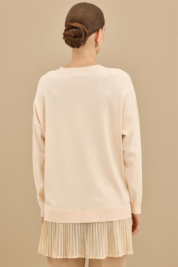 Kumaş Garnili Triko Tunik BEJ