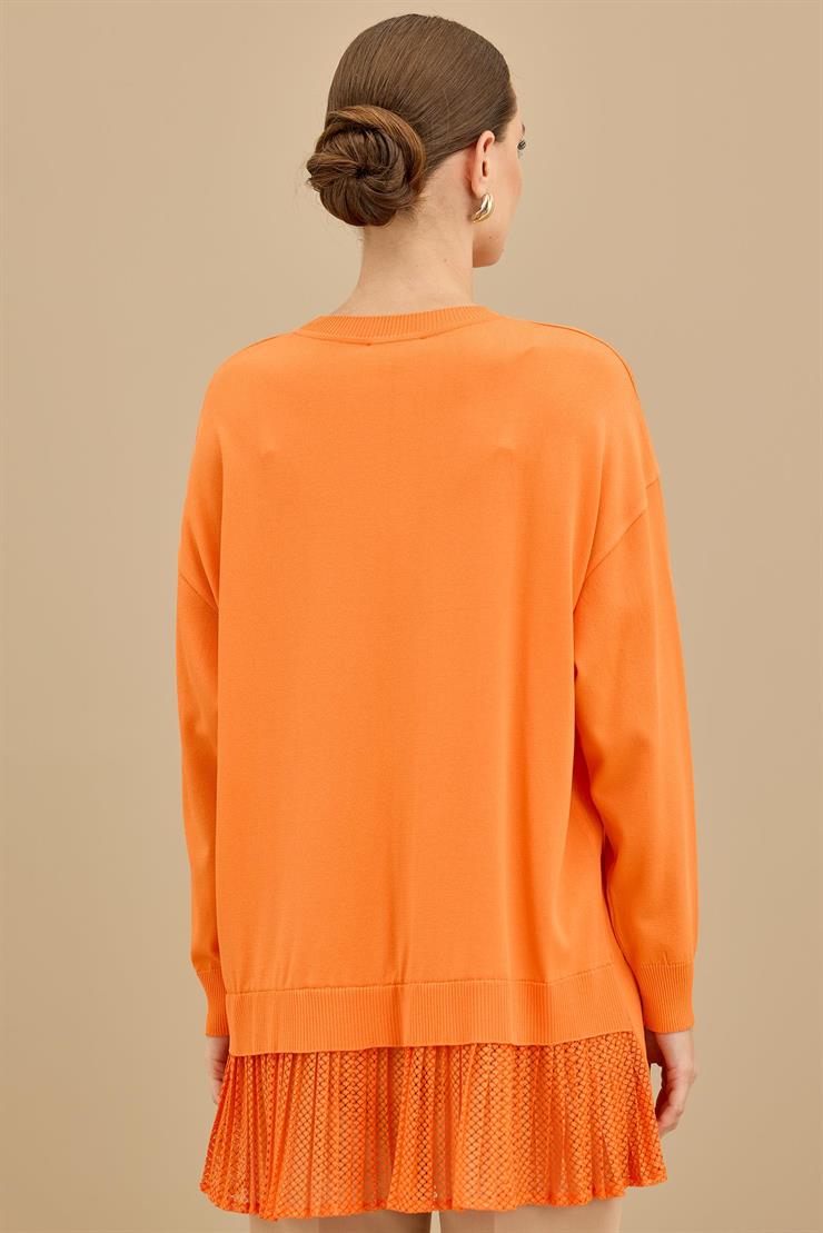 Kumaş Garnili Triko Tunik ORANGE