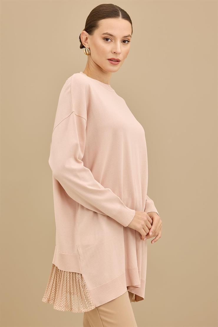 Kumaş Garnili Triko Tunik PUDRA