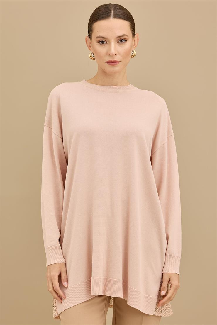 Kumaş Garnili Triko Tunik PUDRA