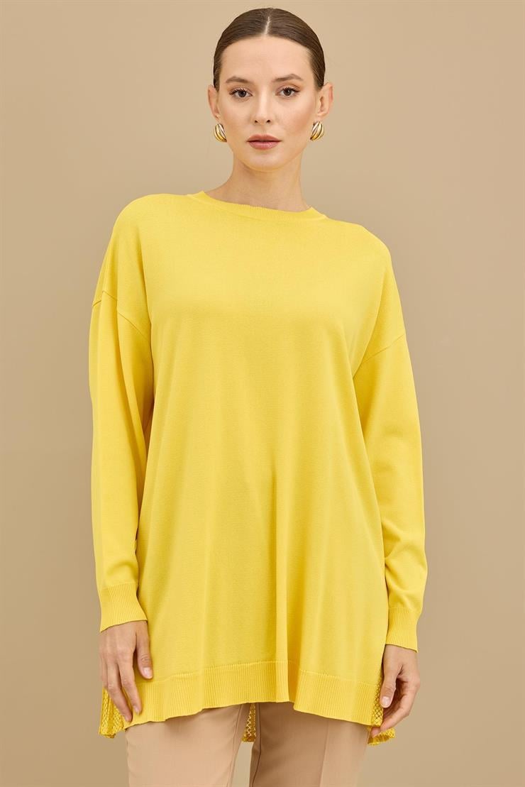 Kumaş Garnili Triko Tunik SARI